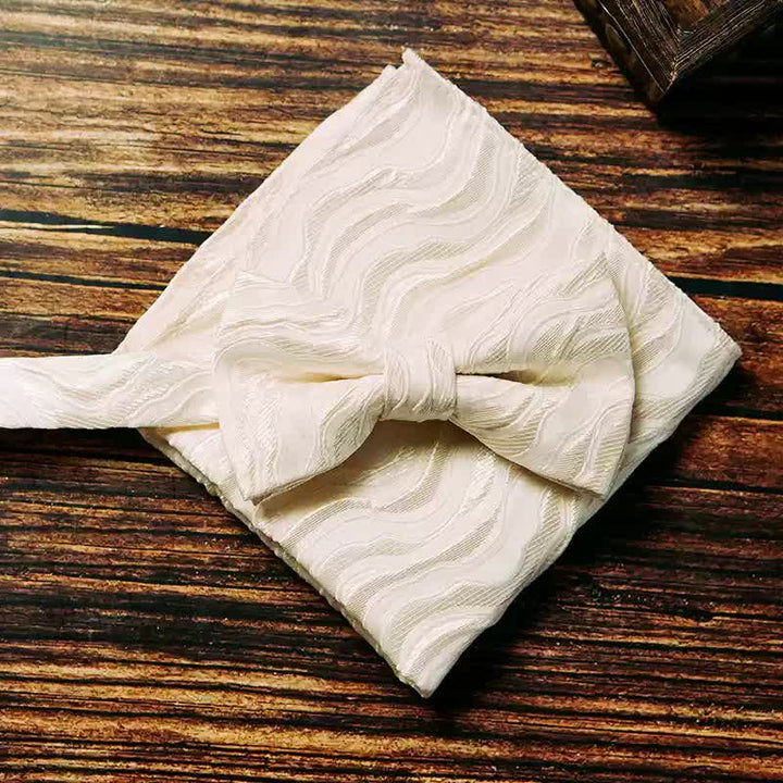 2Pcs Men's Three-Dimensional Vine Pattern Handkerchief Bow Tie