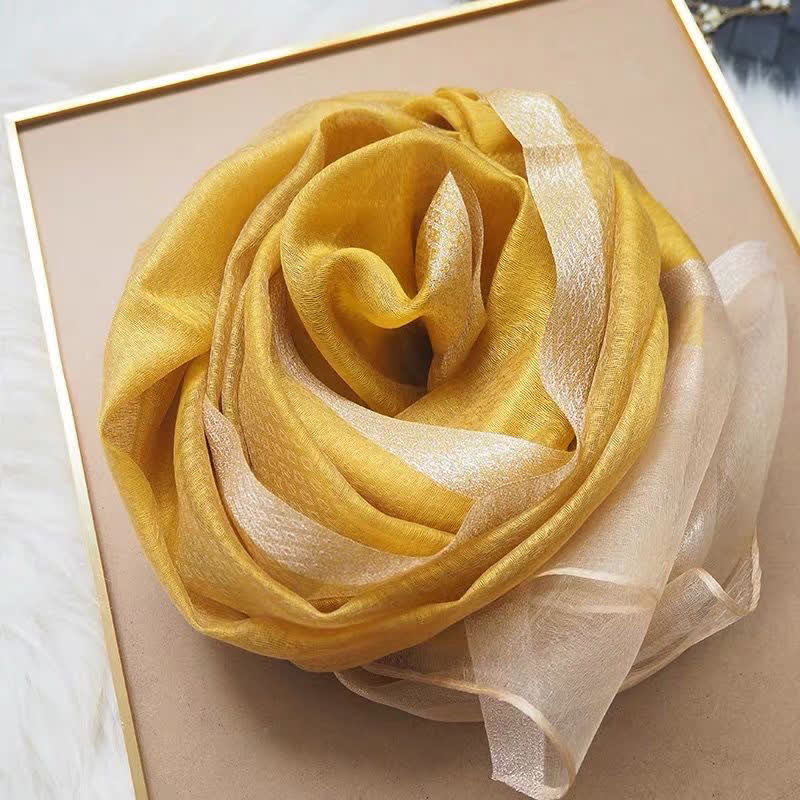 Exotic Style Golden Edge Solid Color Thin Scarf