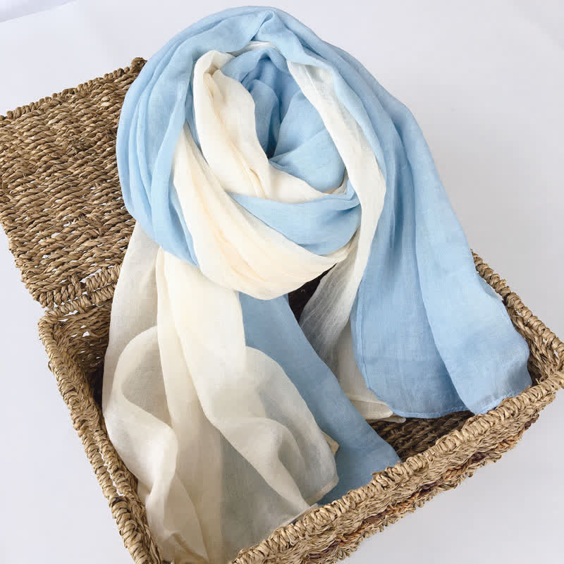 Stylish Two Color Matching Cotton Linen Thin Scarf