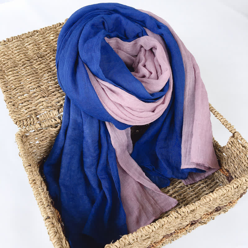 Stylish Two Color Matching Cotton Linen Thin Scarf