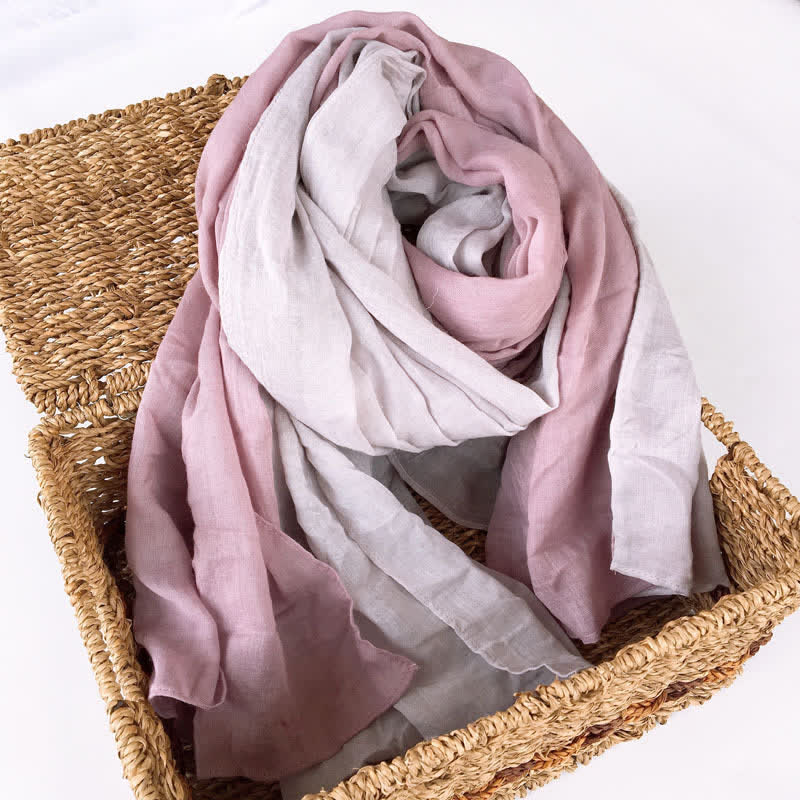 Stylish Two Color Matching Cotton Linen Thin Scarf