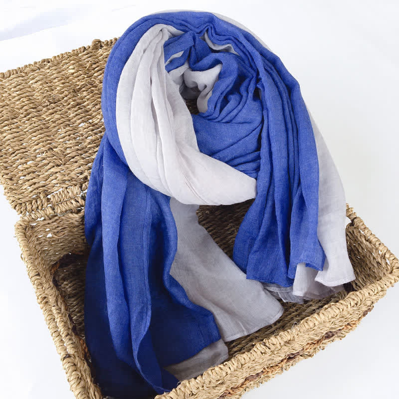 Stylish Two Color Matching Cotton Linen Thin Scarf