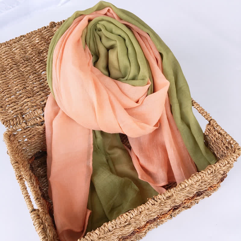 Stylish Two Color Matching Cotton Linen Thin Scarf