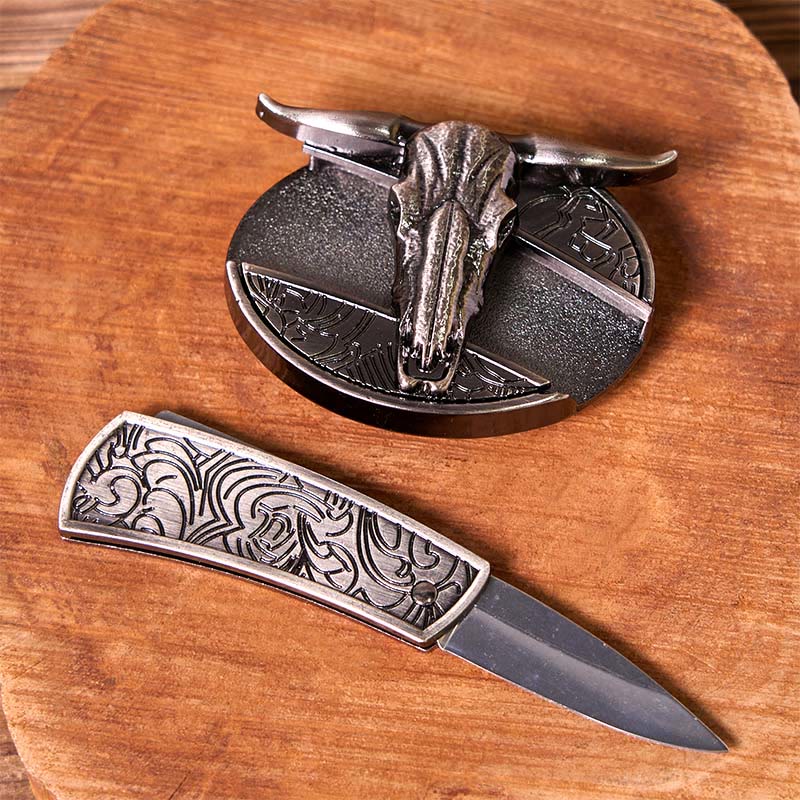Western Cow DIY Hidden Knife Belt Buckle With Bull Ring Bundle Set - image 3
