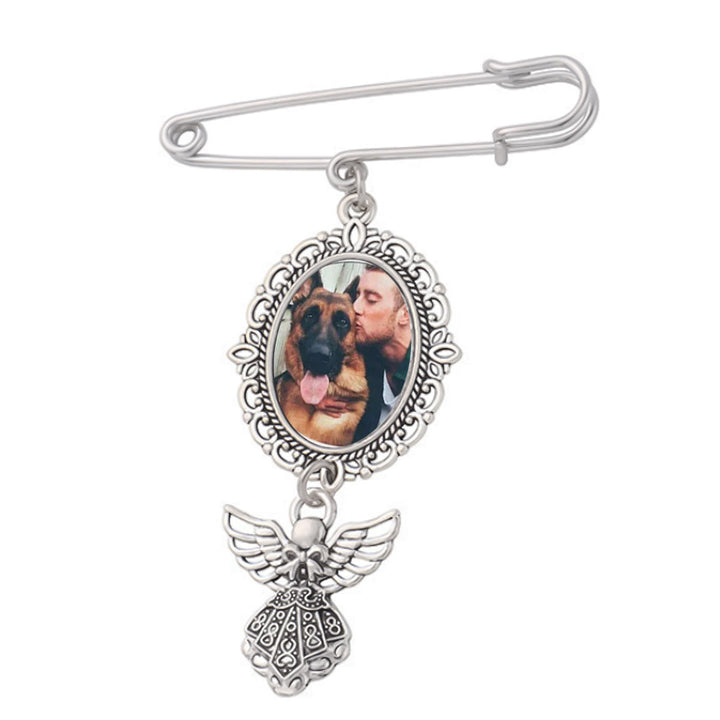 Custom Your Photos Brooch With Angel Pendant Brooch - image 2