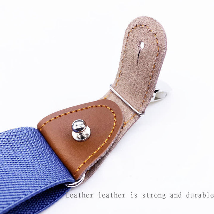 8Pcs Solid Color Combinable Buckle Adjustable Suspenders Set - image 10