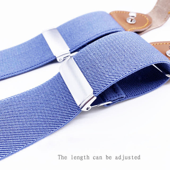 8Pcs Solid Color Combinable Buckle Adjustable Suspenders Set