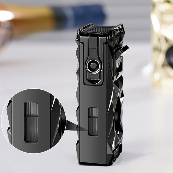 5 in 1 Multifunctional Cigar Cutter Tools Diamond Refillable Butane Lighter