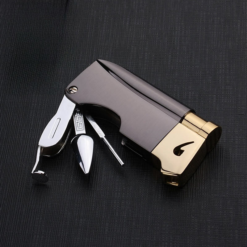 4 in 1 Pipe Special Tools Oblique Fire Refillable Butane Lighter