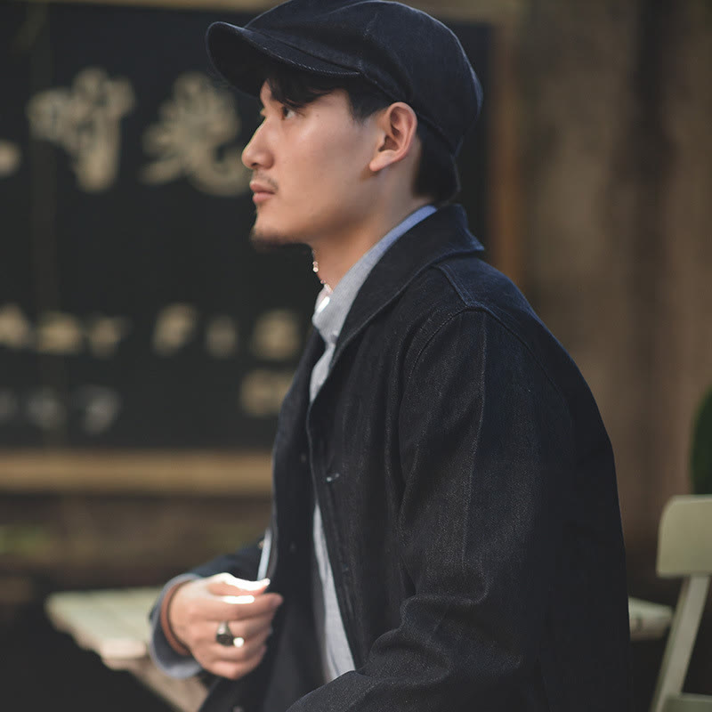 Men's Streeetwear Denim Short Brim Octagonal Newsboy Beret Cap