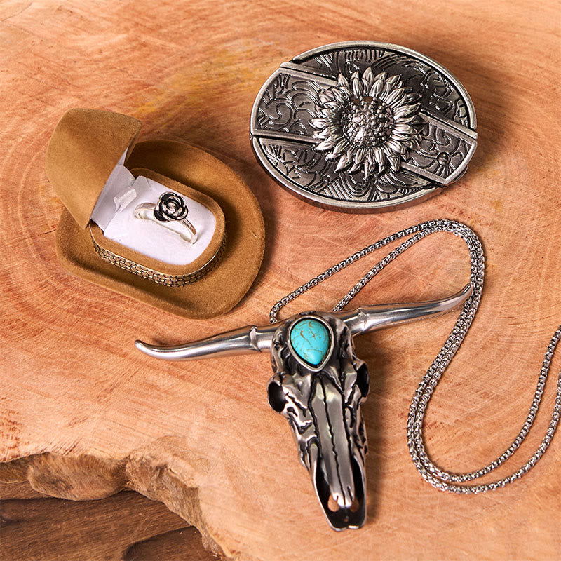 Sunflower DIY Hidden Knife Belt Buckle With Longhorn Pendant Bundle Set (PRE-SALE) - Sunflower - Without Belt - Not Include Belt - image 1
