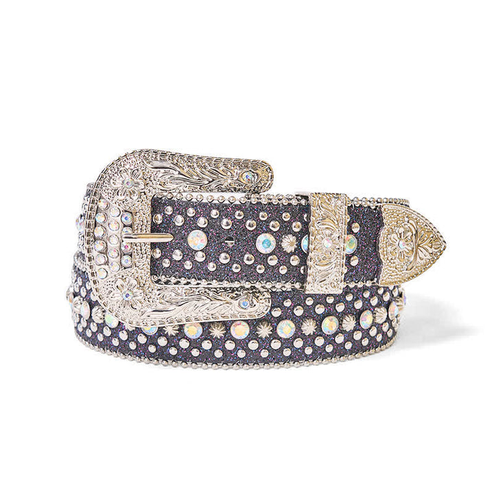 Women's Hip Hop Punk Rhinestone Leather Belt