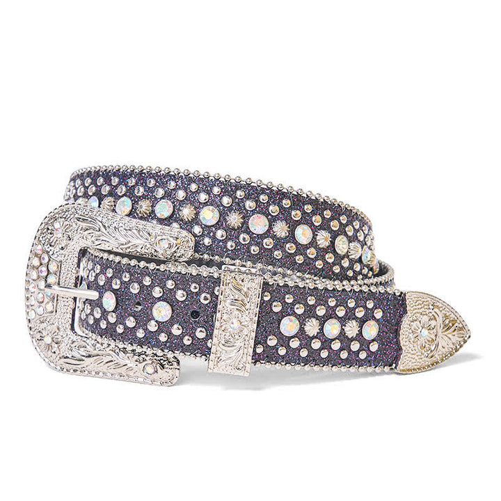 Women's Hip Hop Punk Rhinestone Leather Belt