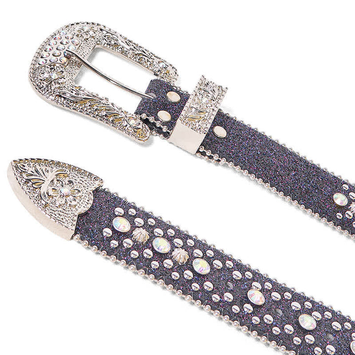 Women's Hip Hop Punk Rhinestone Leather Belt