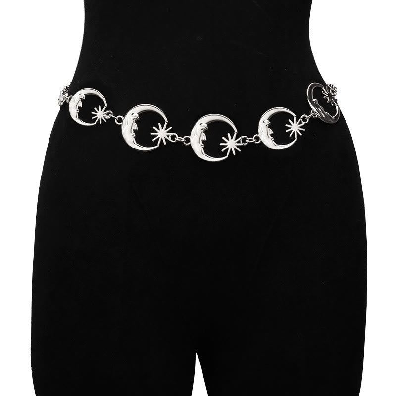 Women's Moon And Star Chain Belt Metal Waist Chain