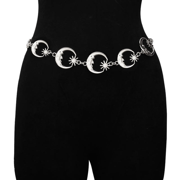 Women's Moon And Star Chain Belt Metal Waist Chain