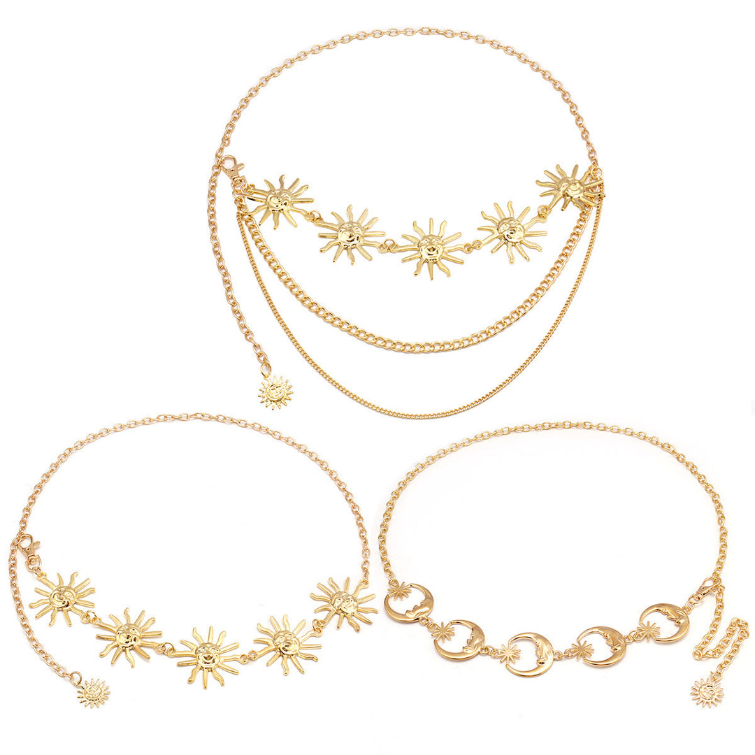 Women's Moon And Star Chain Belt Metal Waist Chain