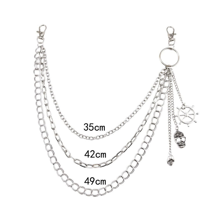 Hollow Rudder Skull Pendant Belt Chain Metal Waist Chain