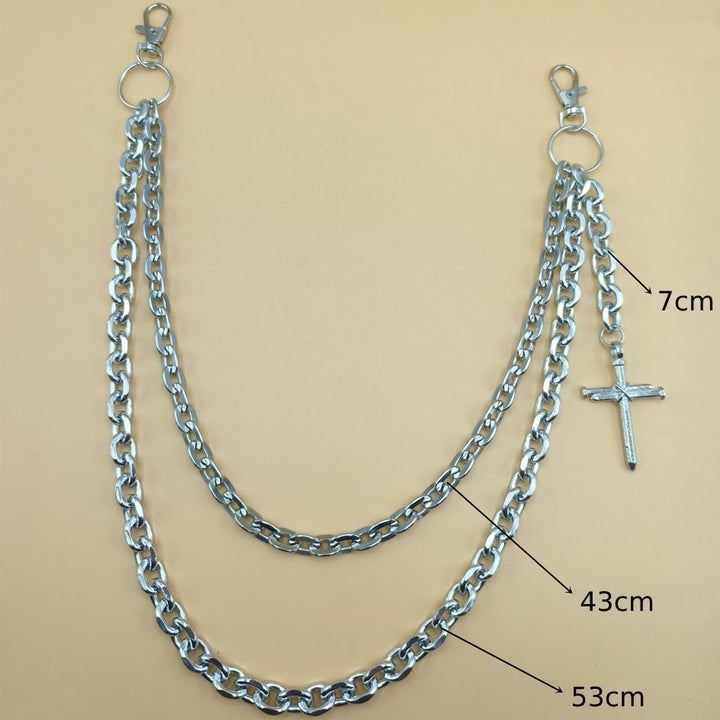 Cross Belt Chain Double Layers Gothic Waist Chain