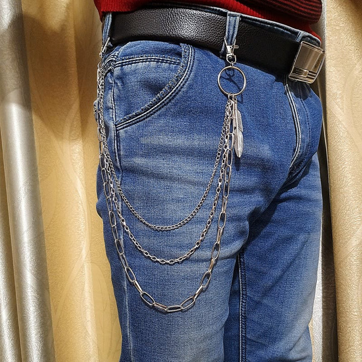 Vintage Feather Belt Chain Three Layers Gothic Waist Chain