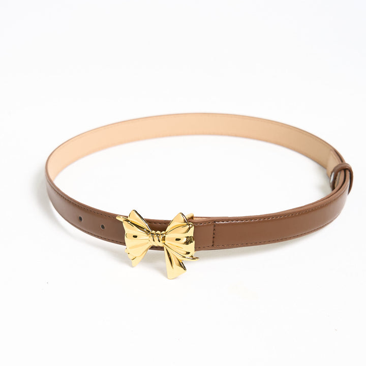 Women's Western Cowgirl Bowknot Buckle Leather Belt