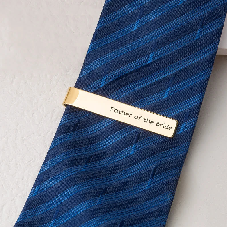 Custom Your Text Wedding Tie Bar For Neckties - Gold - image 1