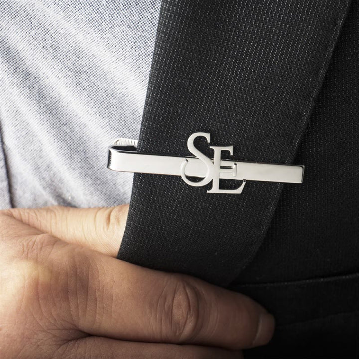 Custom Your Initial Letter Wedding Tie Bar For Neckties - Silver - image 3