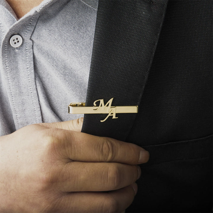 Custom Your Initial Letter Wedding Tie Bar For Neckties - Gold - image 0