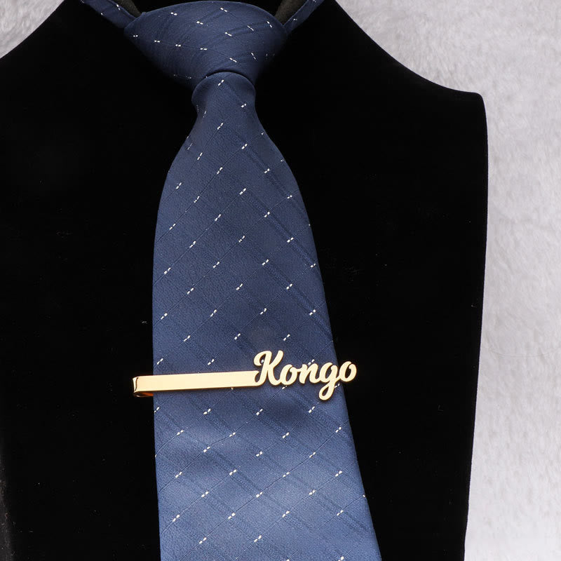 Custom Your Name Wedding Tie Bar For Suit - Gold - image 1