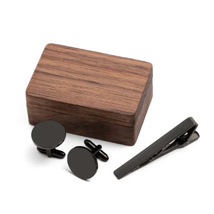 Custom Your Text Wedding Tie Bar Cufflinks For Mens Wear - Black - image 8