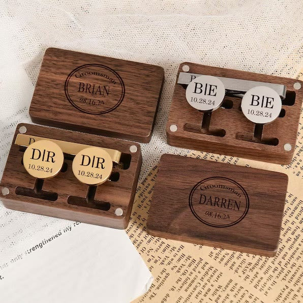 Custom Your Text Wedding Tie Bar Cufflinks For Mens Wear - image 3