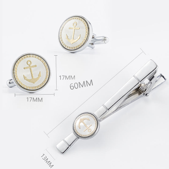 Anchor Tie Bar Cufflinks Set For Wedding Suit