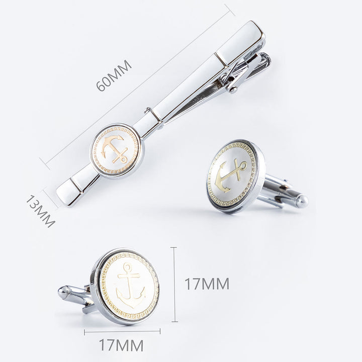 Anchor Tie Bar Cufflinks Set For Wedding Suit