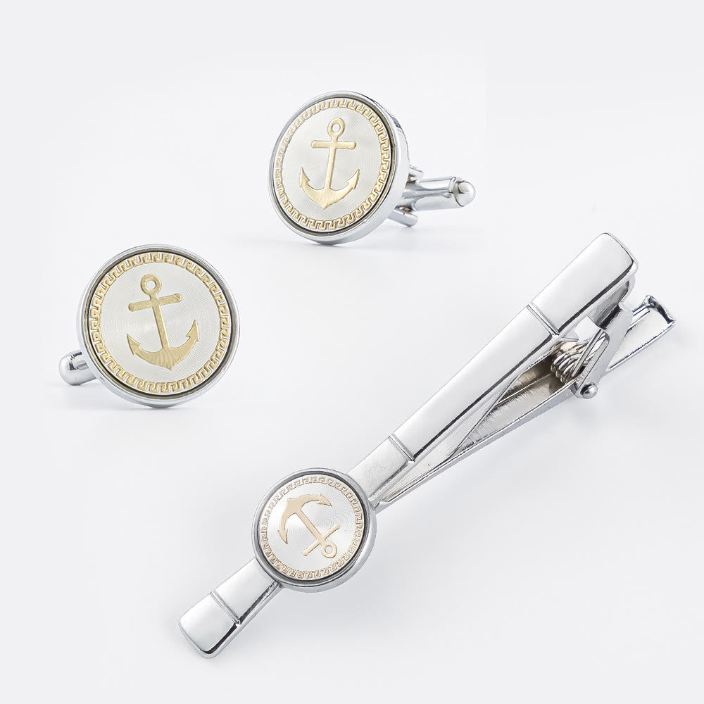 Anchor Tie Bar Cufflinks Set For Wedding Suit - image 2