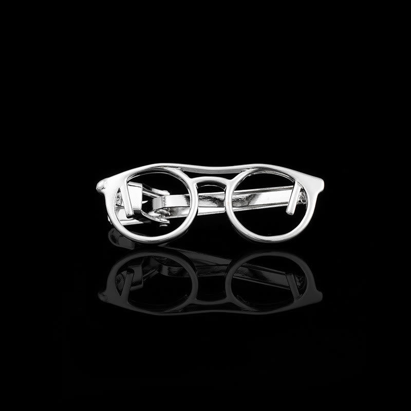 Gold And Silver Glasses Tie Clip For Daily Suit