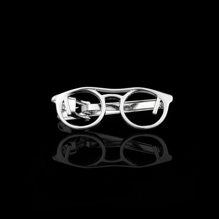 Gold And Silver Glasses Tie Clip For Daily Suit