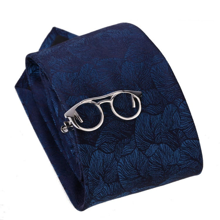Gold And Silver Glasses Tie Clip For Daily Suit - Silver - image 0
