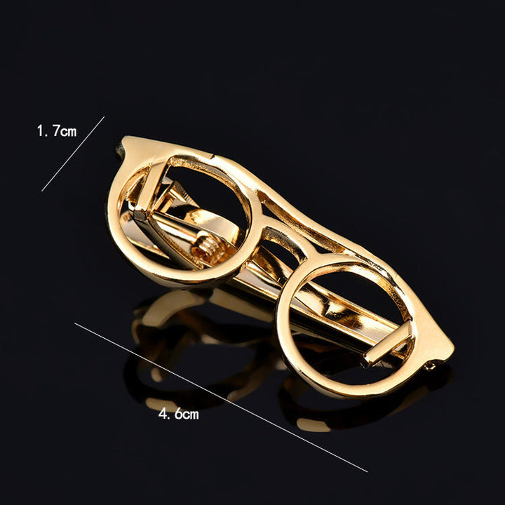 Gold And Silver Glasses Tie Clip For Daily Suit