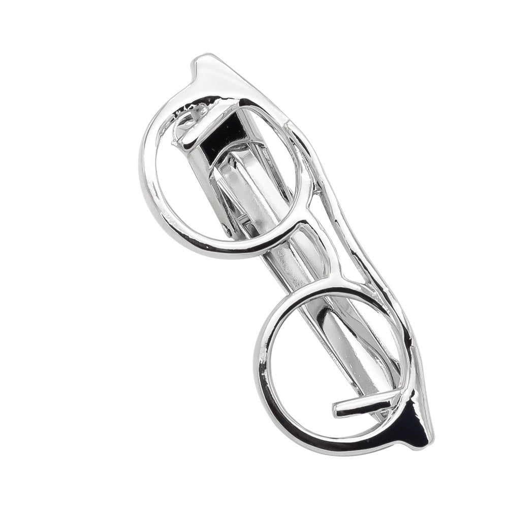 Gold And Silver Glasses Tie Clip For Daily Suit