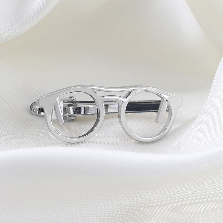 Gold And Silver Glasses Tie Clip For Daily Suit