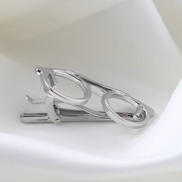 Gold And Silver Glasses Tie Clip For Daily Suit