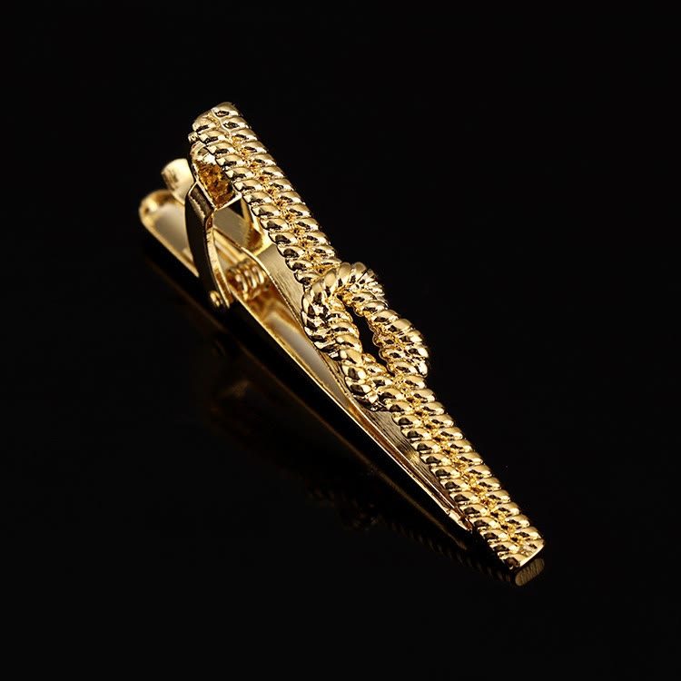 Twist Pattern Tie Clip For Daily Suit - Gold - image 0