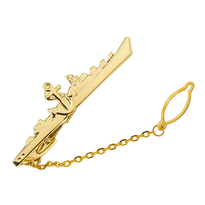 Warship Shape With Anchor Tie Clip For Suit - image 3