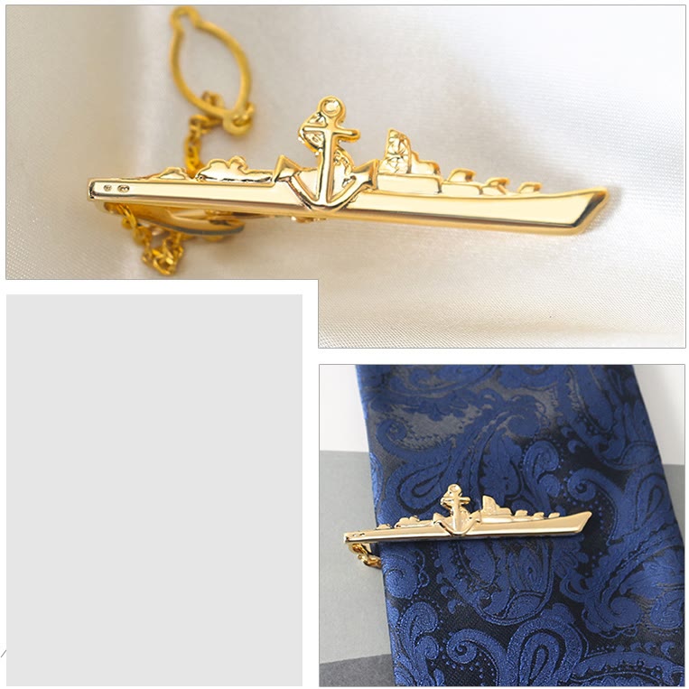 Warship Shape With Anchor Tie Clip For Suit - image 2