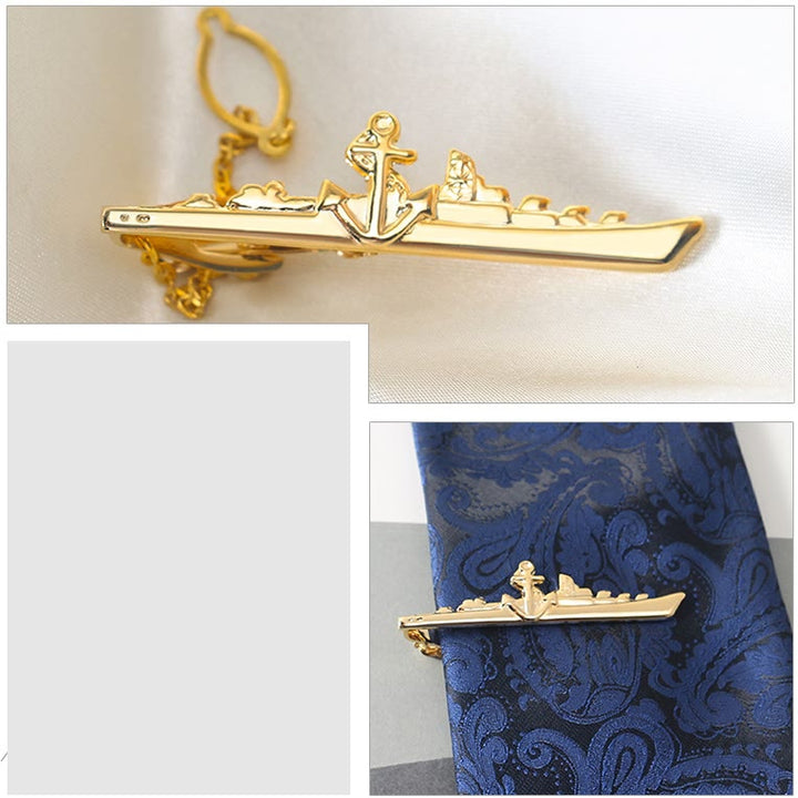 Warship Shape With Anchor Tie Clip For Suit - image 2