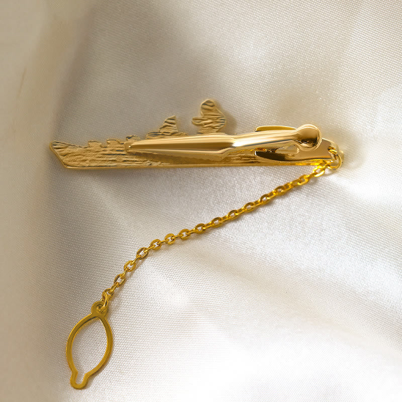 Warship Shape With Anchor Tie Clip For Suit
