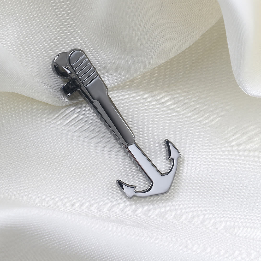 Dark Gray Anchor Tie Bar For Men's Wear