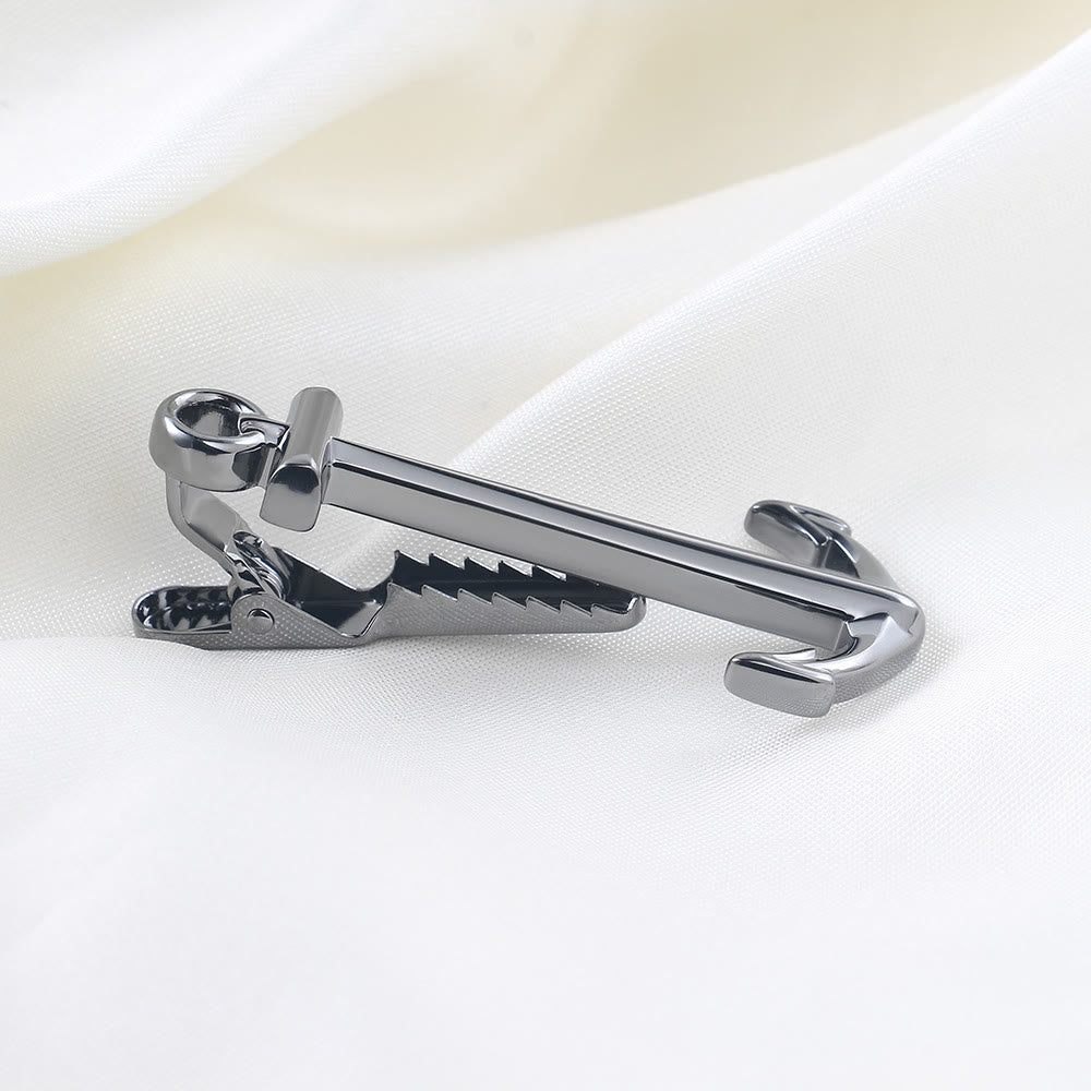 Dark Gray Anchor Tie Bar For Men's Wear