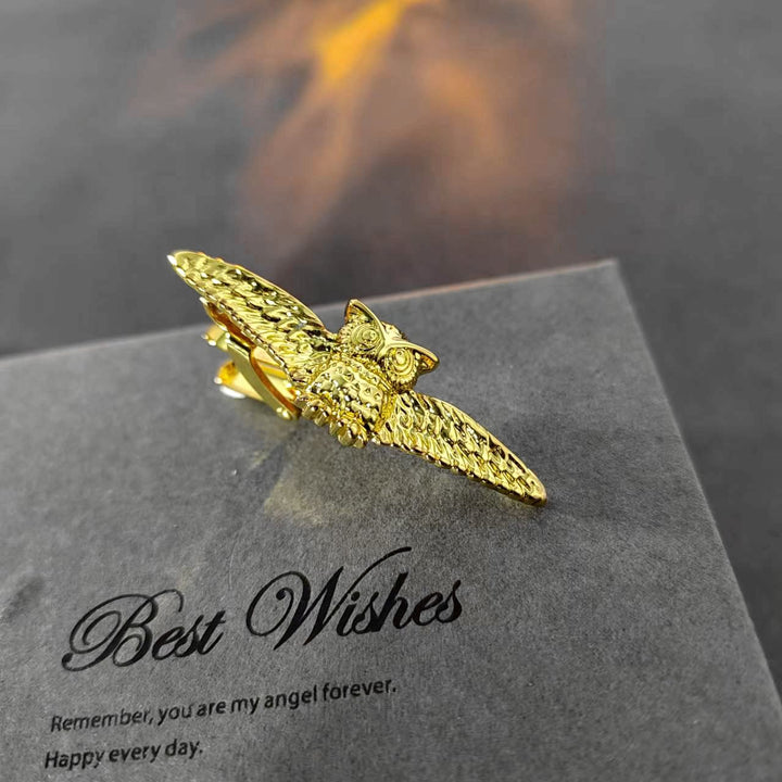 Gold Flying Owl Tie Bar For Men's Wear