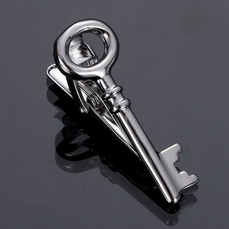Gold Silver Key Tie Bar For Men's Wear